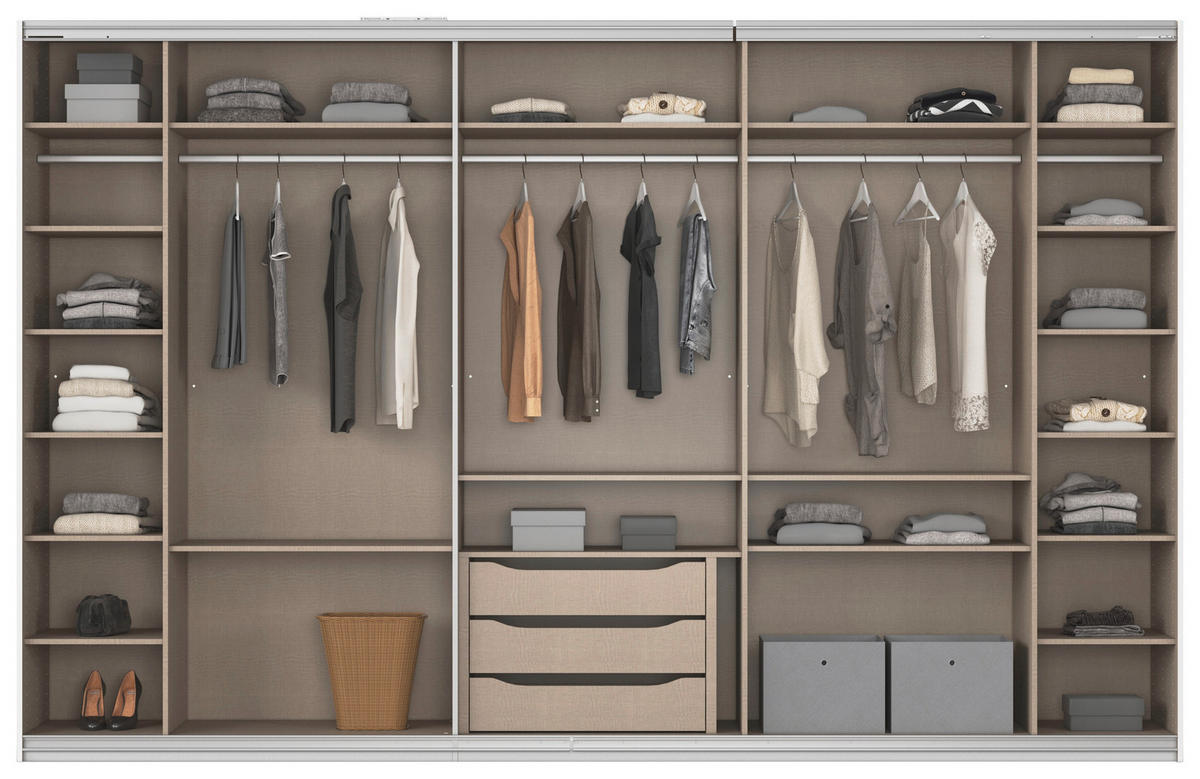Kleiderschrank Kulmbach Alpinweiß B/H/T: ca. 360x229x62 cm Kulmbach - Alpinweiß/Alu (360,00/229,00/62,00cm)