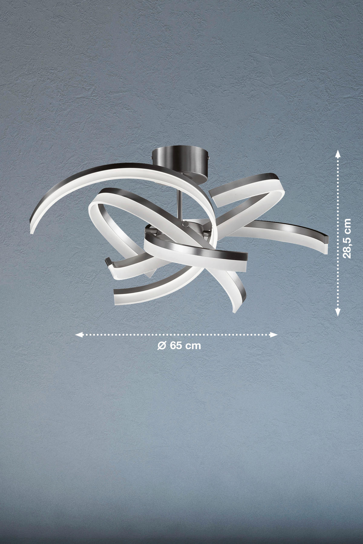 Fischer & Honsel LED-Deckenleuchte 20898 nickel matt Acryl Metall H/D: ca. 28,5x65 cm 4 Brennstellen Sund TW - nickel matt (65,00/28,50cm) - Fischer & Honsel