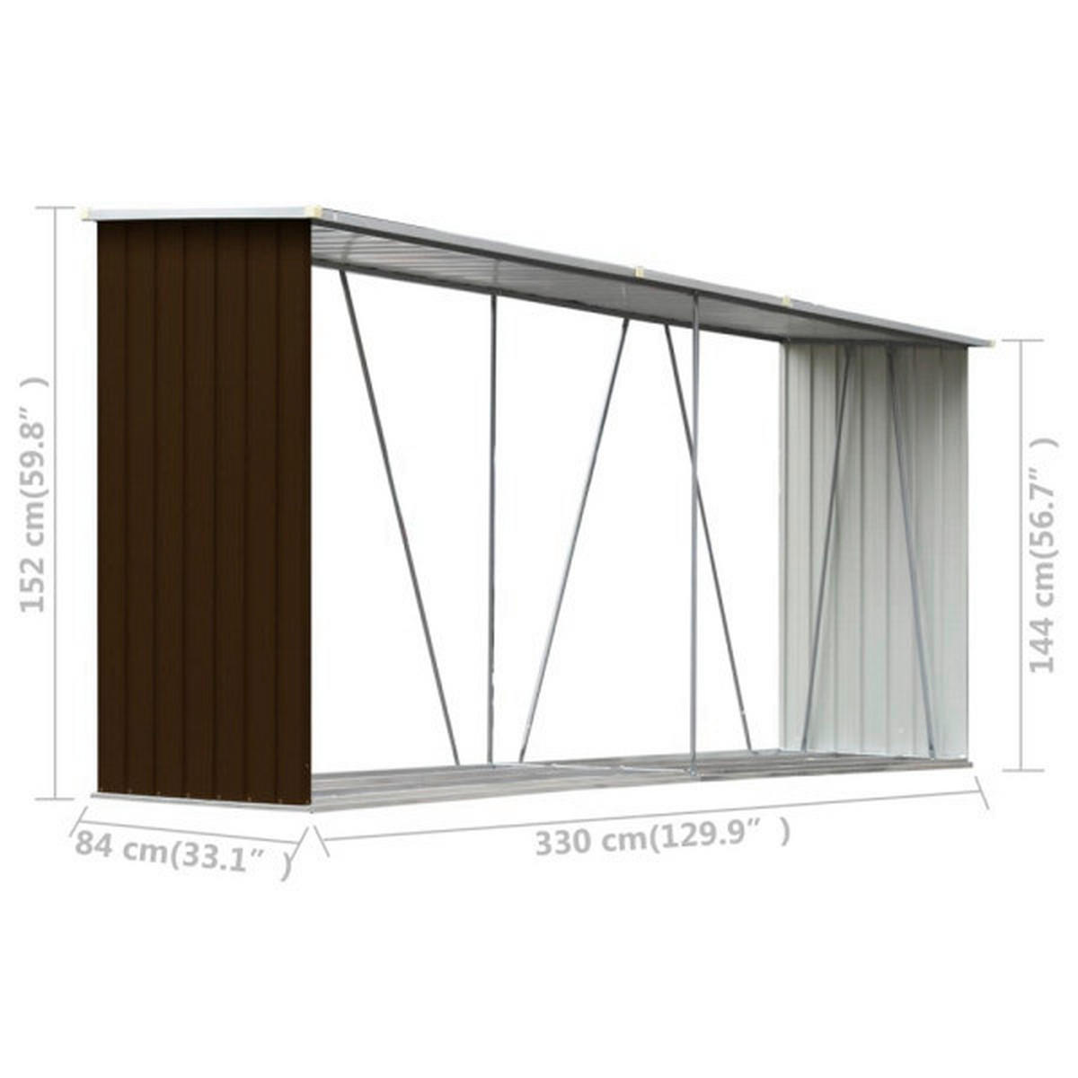 VidaXL Brennholzlager braun B/H: ca. 330x152 cm Brennholzlager - braun (330,00/152,00cm) - VidaXL