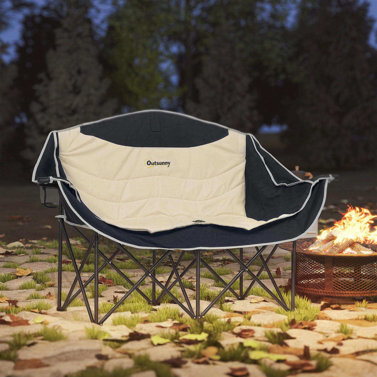 Outsunny Campingstuhl khaki Metall B/H/L: ca. 50x92x134 cm Campingstuhl - khaki (134,00/50,00/92,00cm) - Outsunny