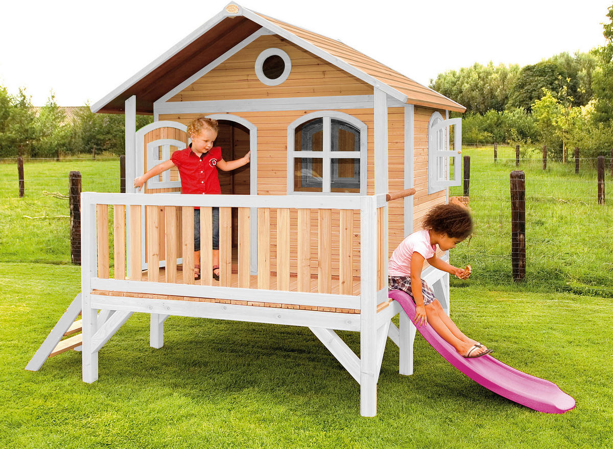 AXI Spielhaus Stef braun B/H/L: ca. 349x233x212 cm Stef - braun/lila (212,00/349,00/233,00cm) - AXI