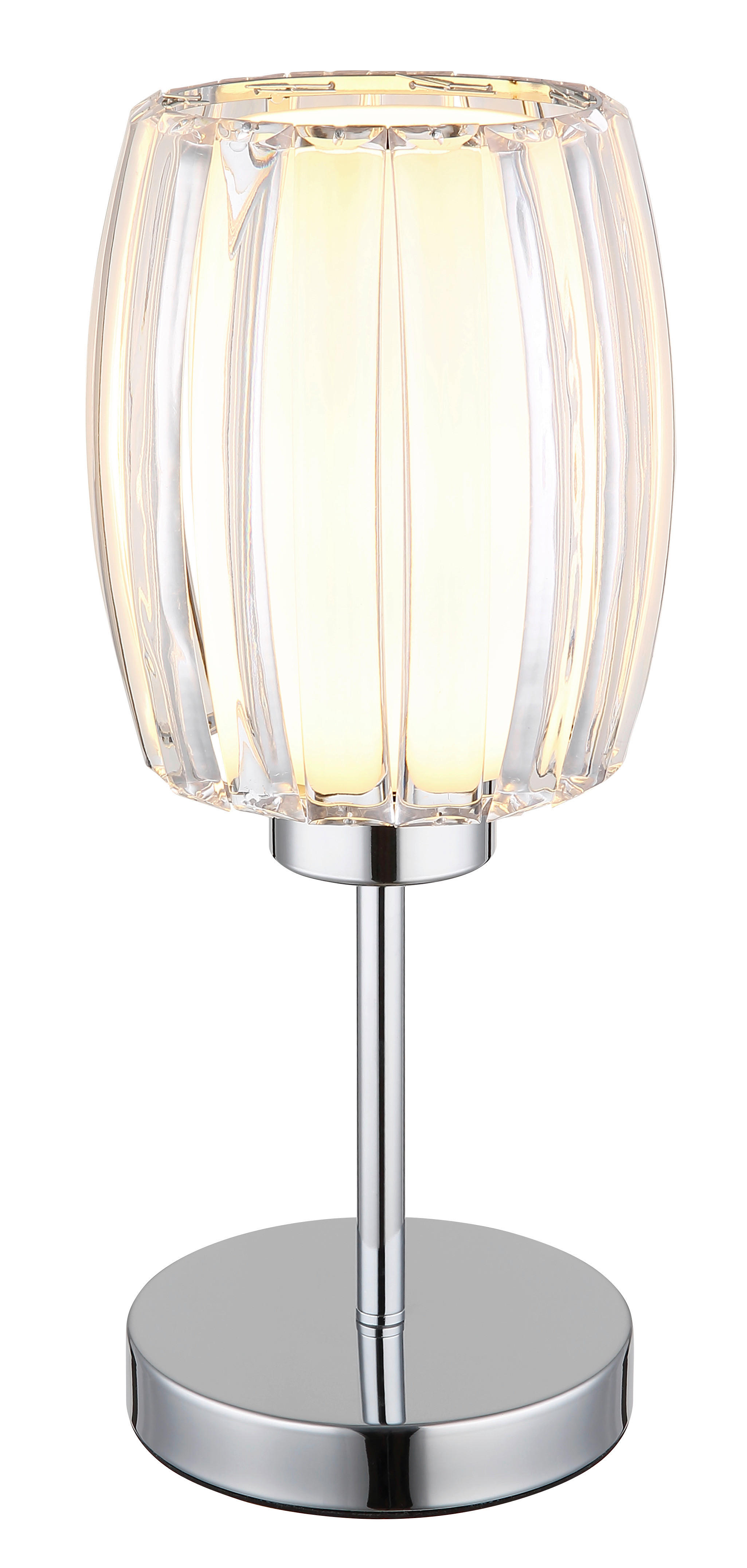 GLOBO Tischleuchte Chrom Opal schwarz Glas Metall Textil H/D: ca. 40x18 cm E27 1 Brennstellen MARIBEL - schwarz/Opal (18,00/40,00cm) - GLOBO