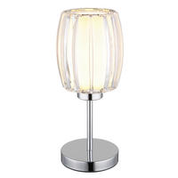 GLOBO Tischleuchte Chrom Opal schwarz Glas Metall Textil H/D: ca. 40x18 cm E27 1 Brennstellen MARIBEL - schwarz/Opal (18,00/40,00cm) - GLOBO