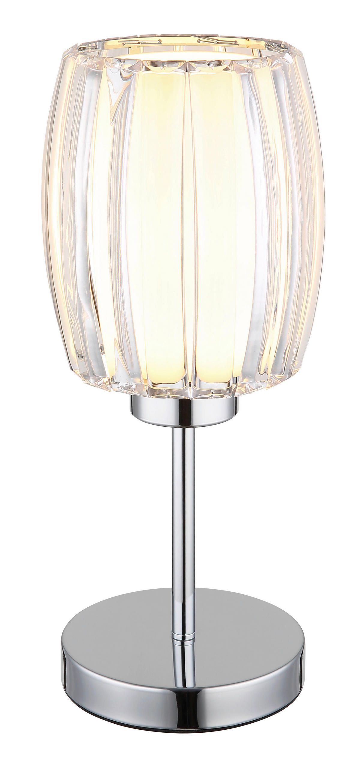 GLOBO Tischleuchte Chrom Opal schwarz Glas Metall Textil H/D: ca. 40x18 cm E27 1 Brennstellen MARIBEL - schwarz/Opal (18,00/40,00cm) - GLOBO