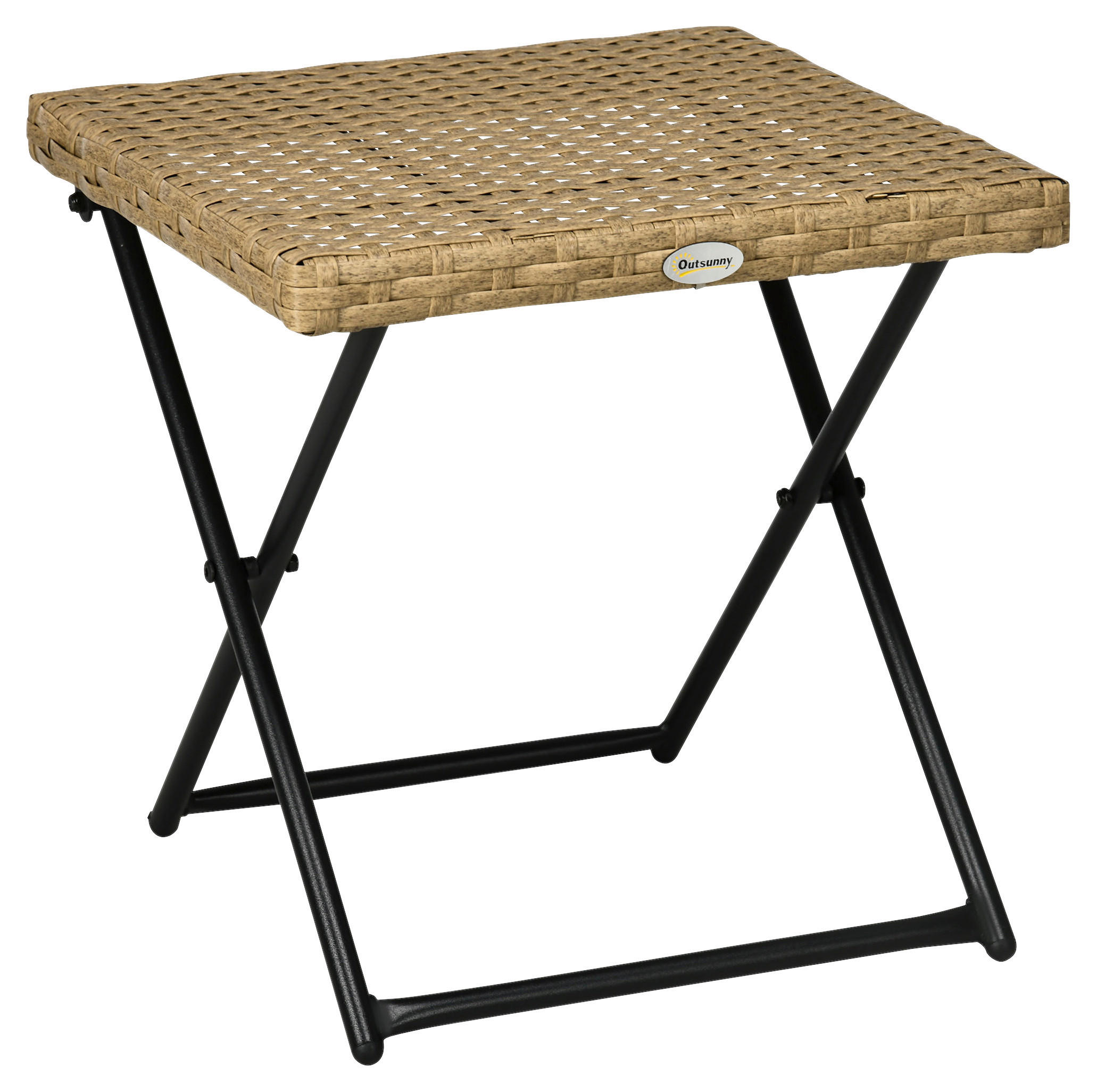 Outsunny Balkontisch natur Polyrattan B/H/L: ca. 40x40x40 cm Balkontisch - natur (40,00/40,00/40,00cm) - Outsunny