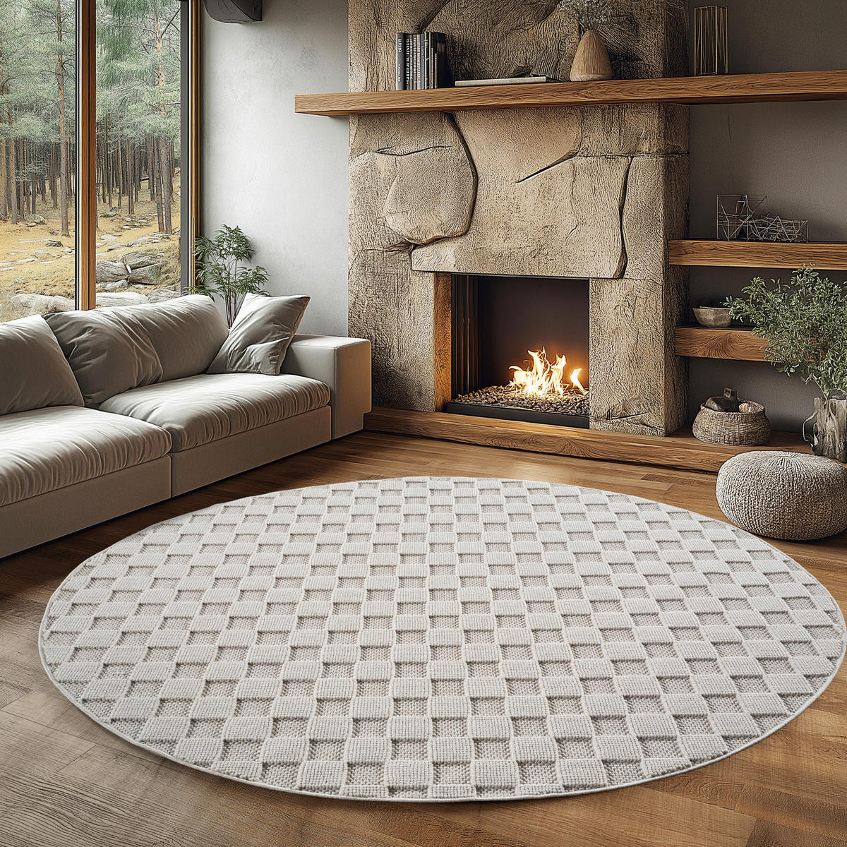 Ayyildiz Kurzflorteppich HELIX creme B/H/L: ca. 80x0,7x80 cm HELIX - creme (80,00/80,00/0,70cm) - Ayyildiz