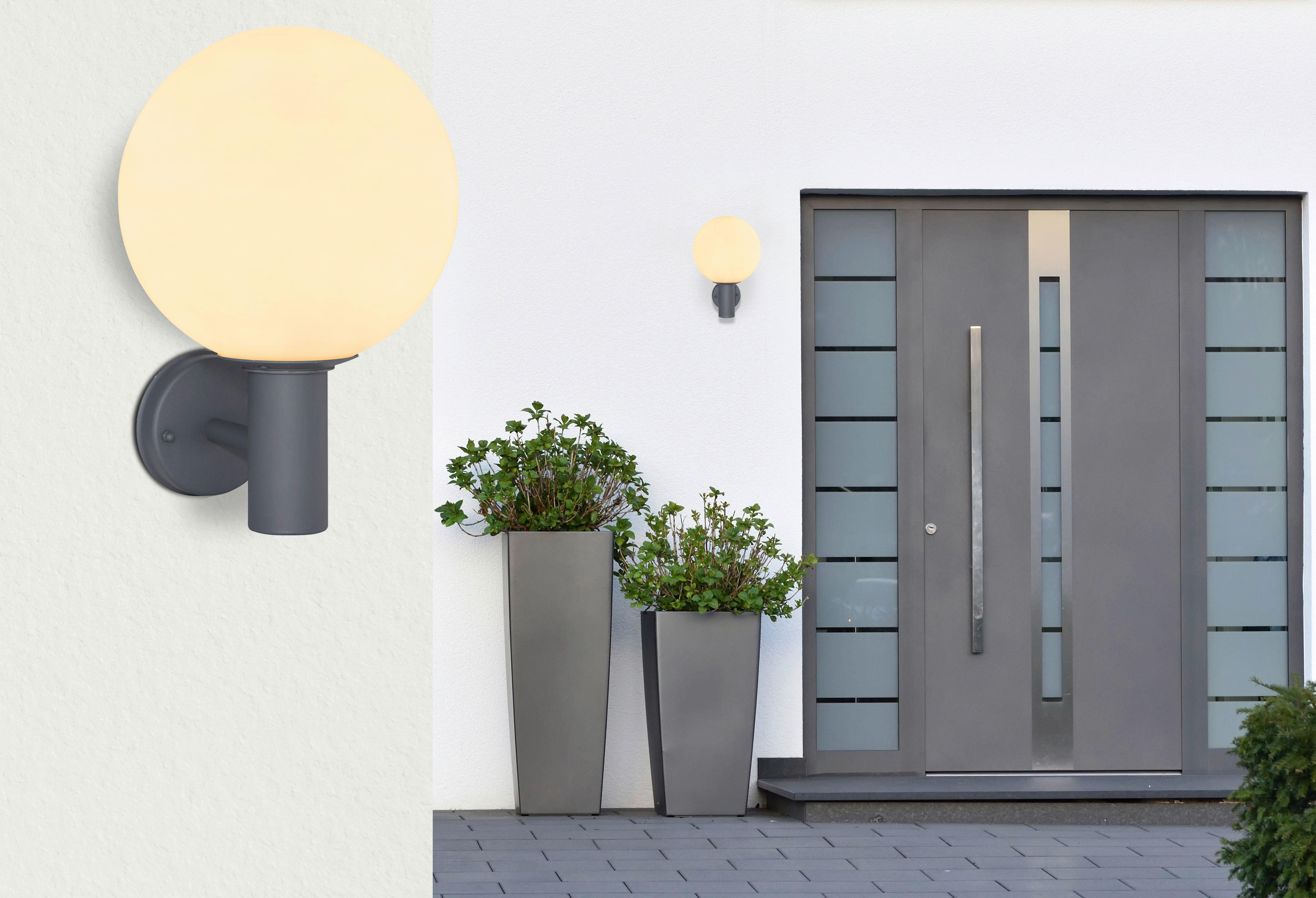 LED-Außenleuchte silber anthrazit weiß B/H/D: ca. 25x37x25 cm OSSY - weiß/anthrazit (25,00/37,00cm) - GLOBO