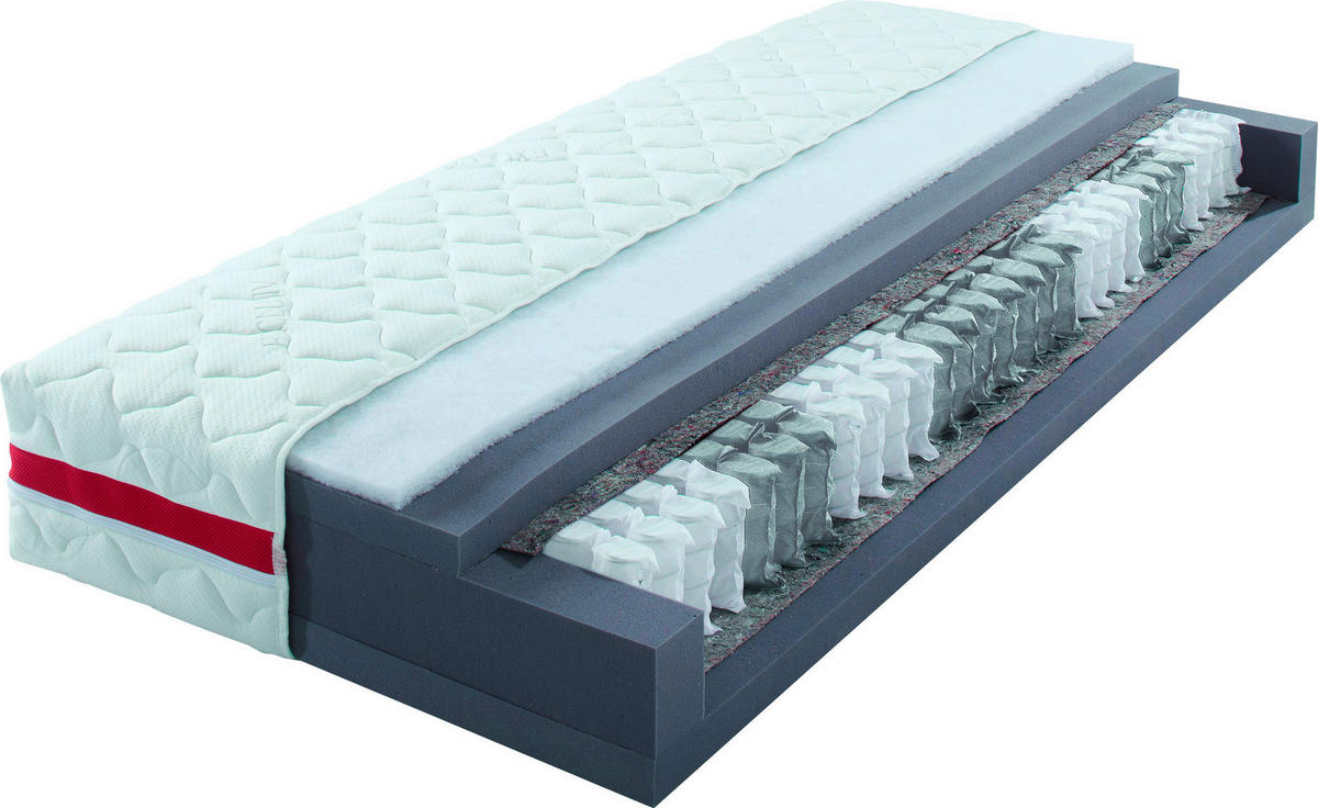 Tonnentaschenfederkernmatratze Titan weiß Liegefläche B/L: ca. 90x200 cm Titan - weiß/rot (90,00/24,00/200,00cm)