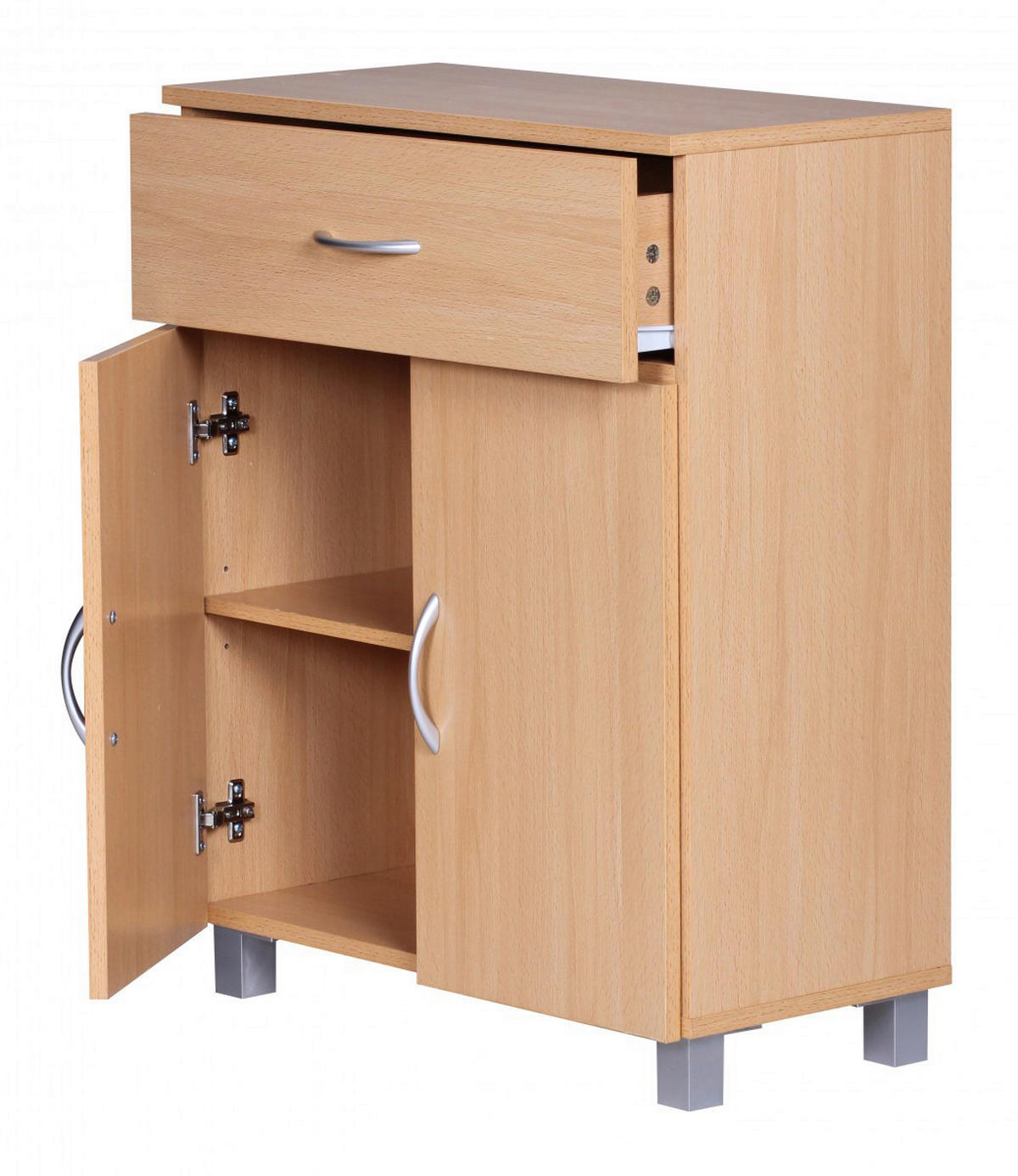 Sideboard buche Nachbildung silber B/H/T: ca. 60x75x30 cm Sideboard - buche/silber (60,00/75,00/30,00cm) - Wohnling