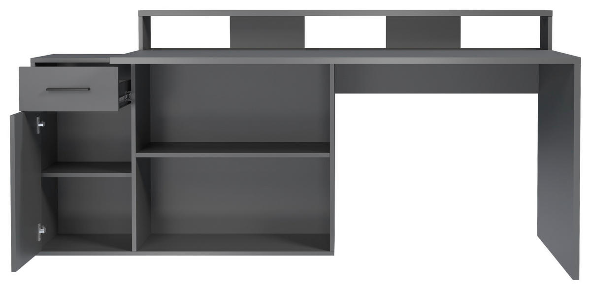 Schreibtisch Gamer anthrazit matt B/H/T: ca. 160x92x115 cm Gamer - schwarz/anthrazit (160,00/92,00/115,00cm)