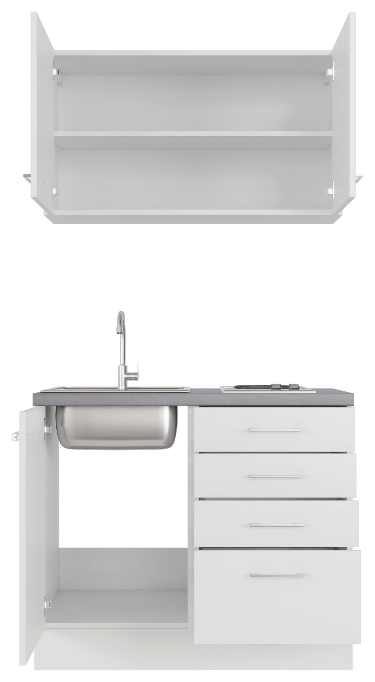 Küchenblock Vita weiß B/H/T: ca. 100x200x60 cm Vita - Beton/weiß (100,00/200,00/60,00cm) - Flex-Well