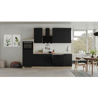 Küchenblock Capri schwarz matt B/H/T: ca. 280x234x60 cm Capri - schwarz/Oak (280,00/234,00/60,00cm) - Flex-Well