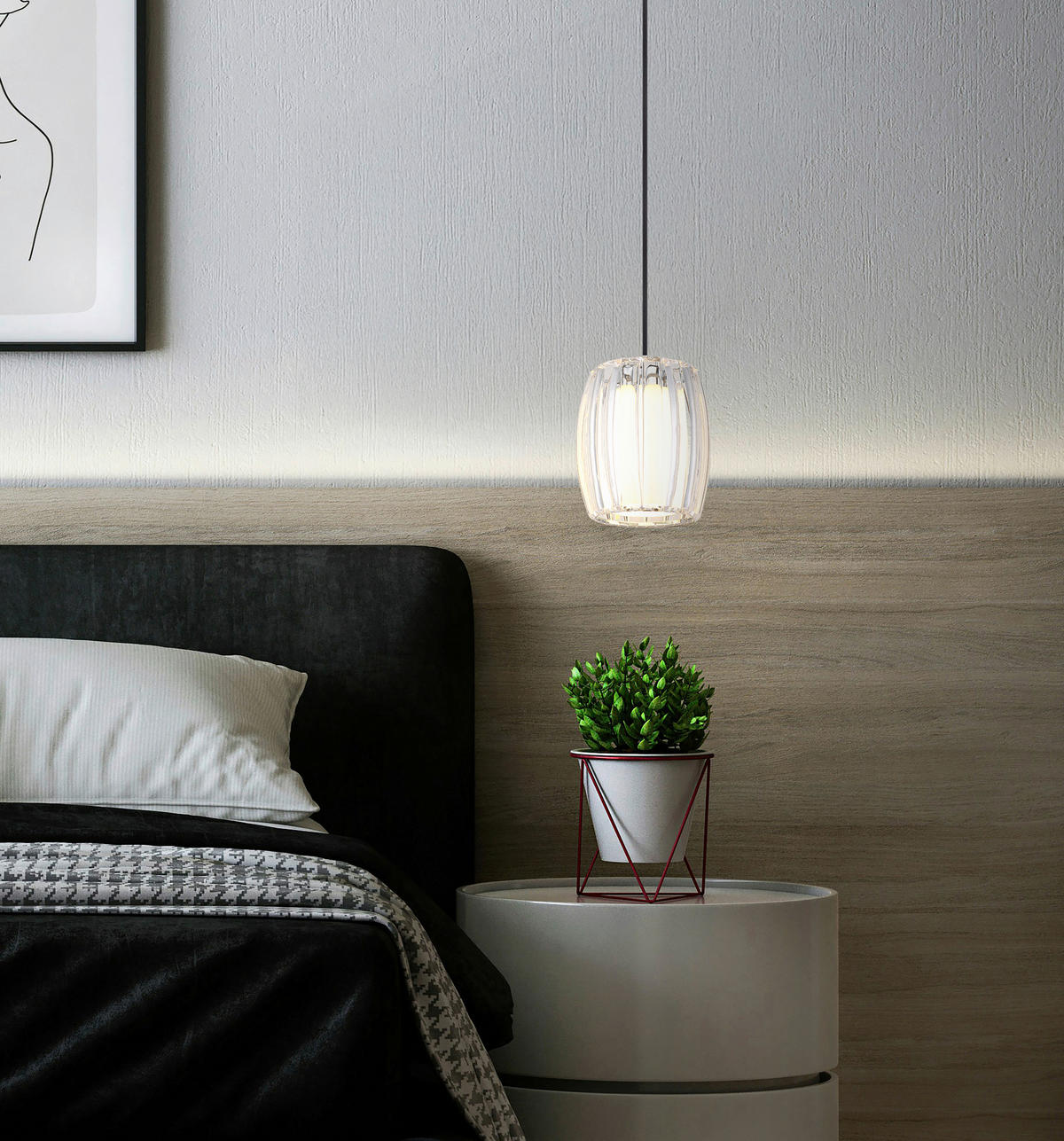 GLOBO Pendelleuchte Chrom Opal schwarz Metall Glas Textil H/D: ca. 120x18 cm E27 1 Brennstellen MARIBEL - schwarz/Opal (18,00/120,00cm) - GLOBO