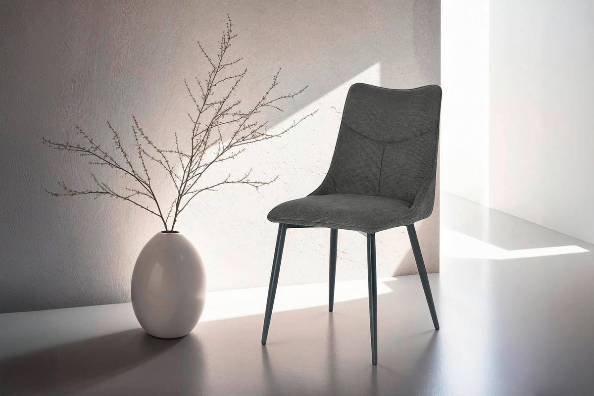 Stuhl CARLO 2er-Set. anthrazit Webstoff B/H/T: ca. 59x88x47 cm CARLO 2er-Set. - schwarz/anthrazit (59,00/88,00/47,00cm) - byLIVING