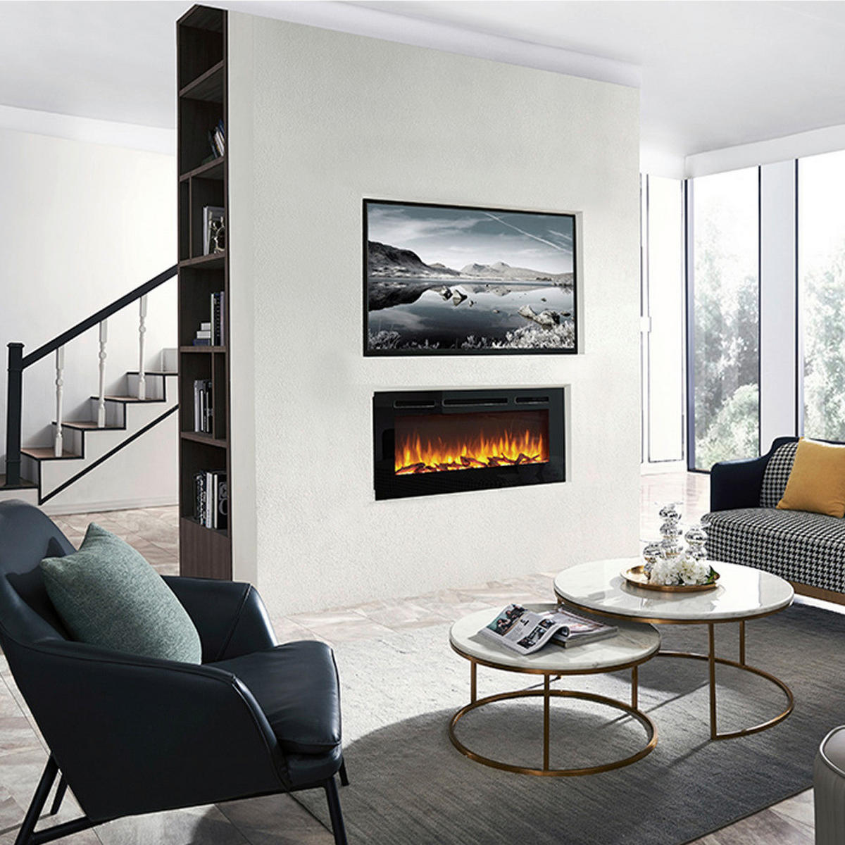 Balderia Einbaukamin Fiamma schwarz B/H/T: ca. 103x14,5x51,5 cm Elekt.-Kamin Fiamma 40" EF172D - schwarz (103,00/14,50/51,50cm) - Balderia