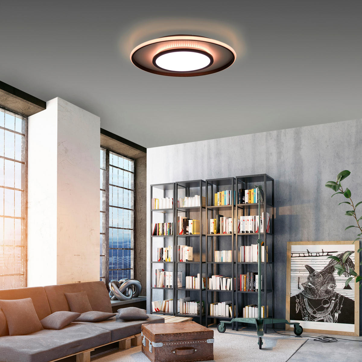 Just Light LED-Deckenleuchte ARENDA 11627-18 schwarz weiß Kunststoff Eisen Aluminium H/D: ca. 7,1x60 cm 1 Brennstellen ARENDA - weiß/schwarz (60,00/7,10cm) - Just Light