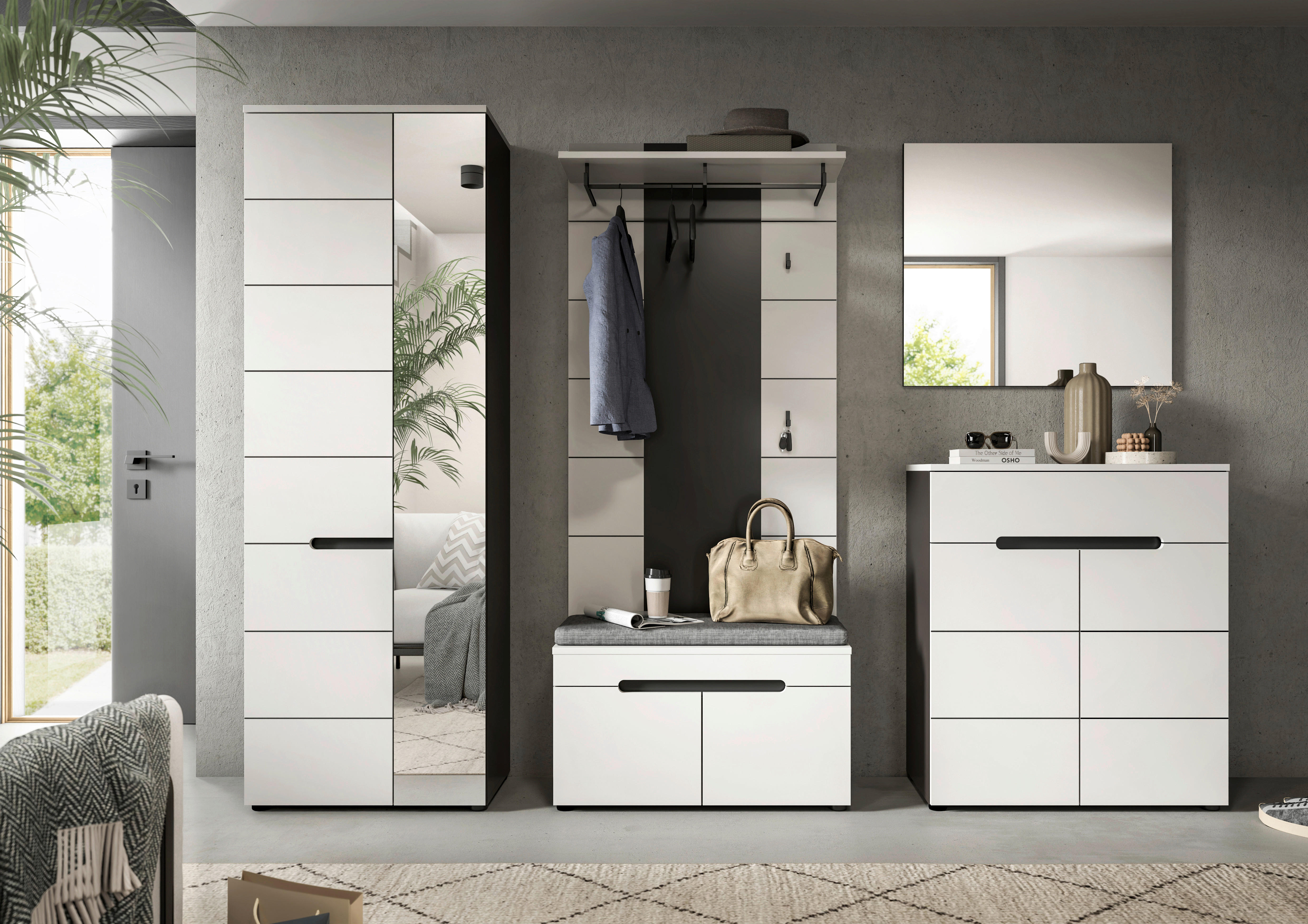 Garderobe Canu basaltgrau Nachbildung weiß B/H/T: ca. 255x190x37 cm Canu - weiß/basaltgrau (255,00/190,00/37,00cm) - xonox.home