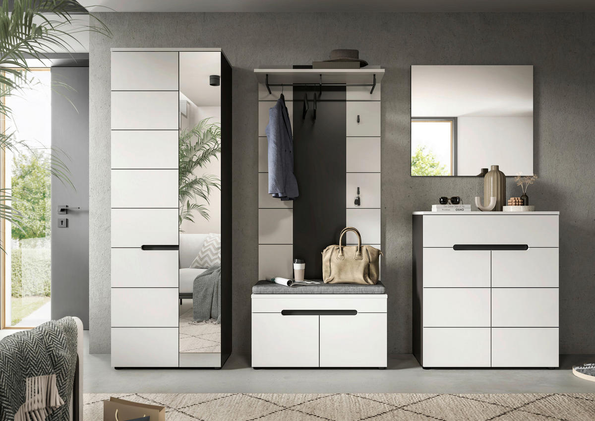 Garderobe Canu basaltgrau Nachbildung weiß B/H/T: ca. 255x190x37 cm Canu - weiß/basaltgrau (255,00/190,00/37,00cm) - xonox.home