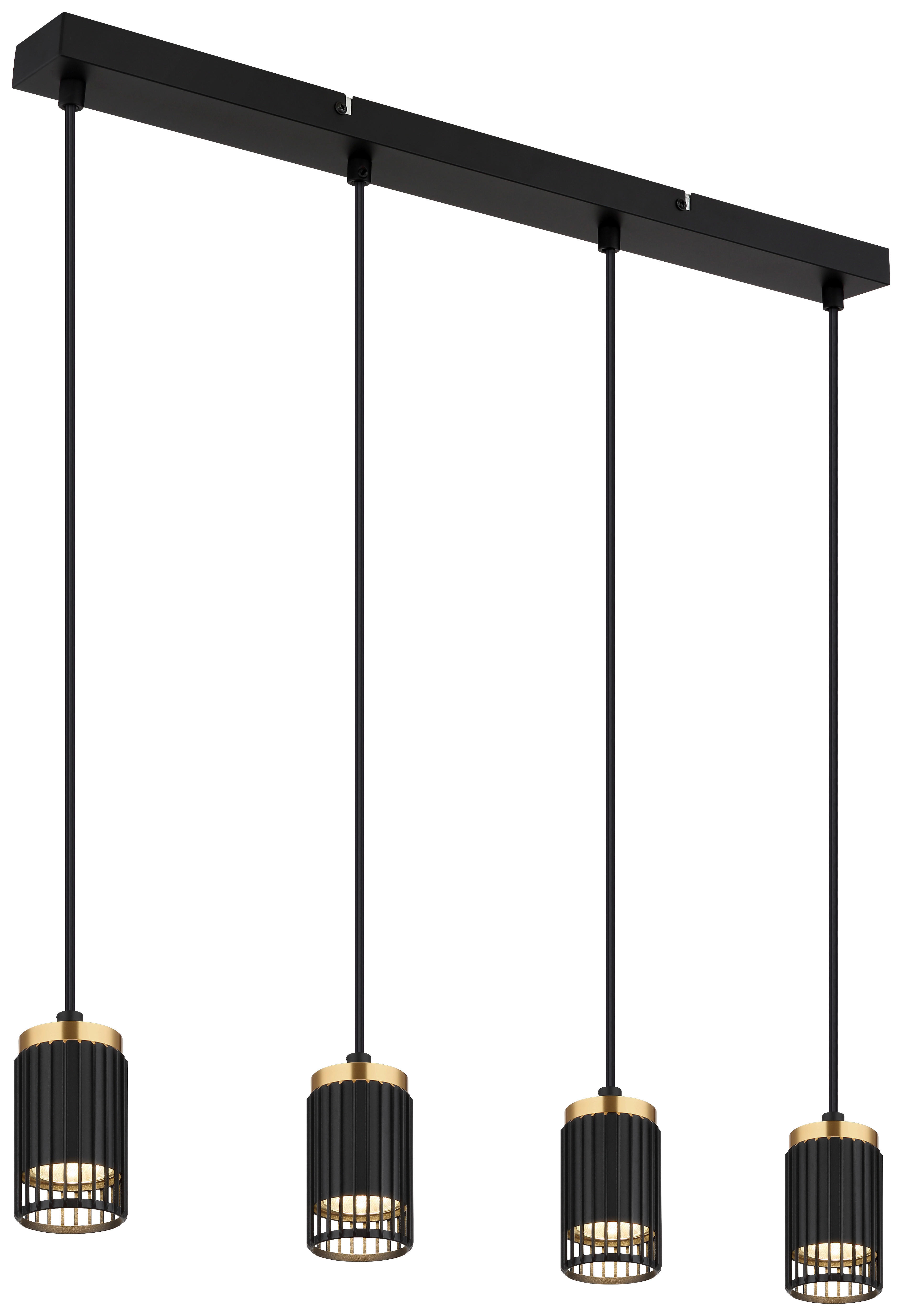 GLOBO Pendelleuchte mattschwarz Metall Aluminium B/H/T/L: ca. 6x120x60x60 cm GU10 4 Brennstellen Korben - mattschwarz (60,00/6,00/120,00cm) - GLOBO
