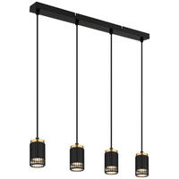 GLOBO Pendelleuchte mattschwarz Metall Aluminium B/H/T/L: ca. 6x120x60x60 cm GU10 4 Brennstellen Korben - mattschwarz (60,00/6,00/120,00cm) - GLOBO