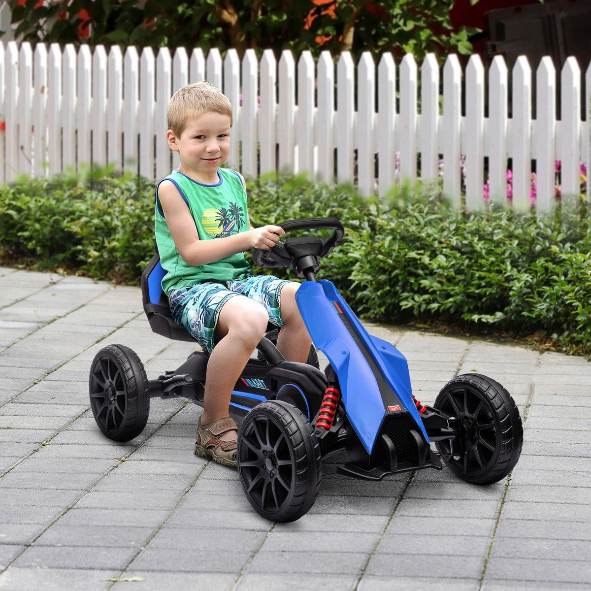 HOMCOM Go Kart blau B/H/L: ca. 58x58,5x100 cm Go Kart - blau (100,00/58,00/58,50cm) - HOMCOM