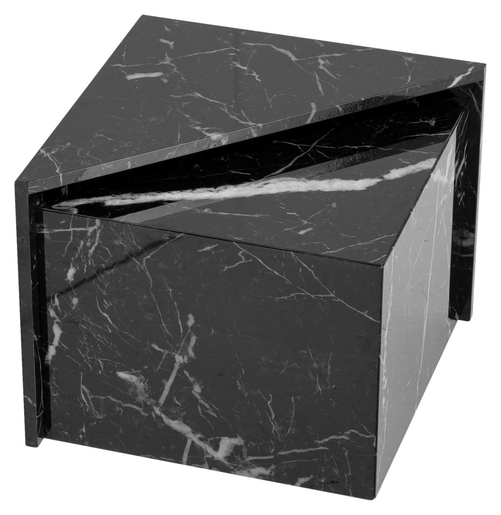 Couchtisch schwarz Marmor Optik B/H/T: ca. 50x42x50 cm Couchtisch - schwarz (50,00/42,00/50,00cm) - Wohnling