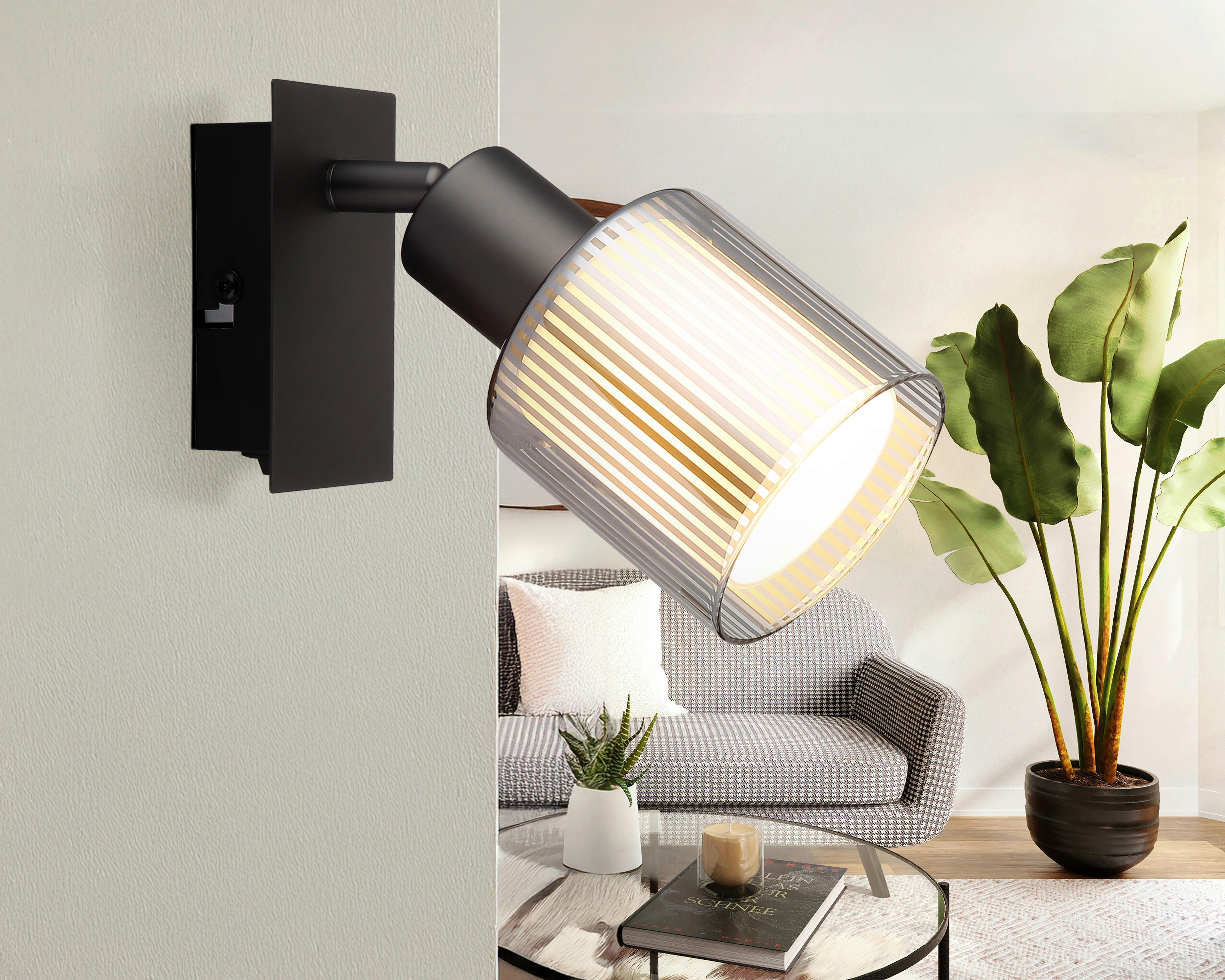 GLOBO Strahler schwarz Chrom Glas Metall B/H/L: ca. 10x14x13 cm E14 1 Brennstellen Strahler-Villegas - schwarz/Chrom (13,00/10,00/14,00cm) - GLOBO