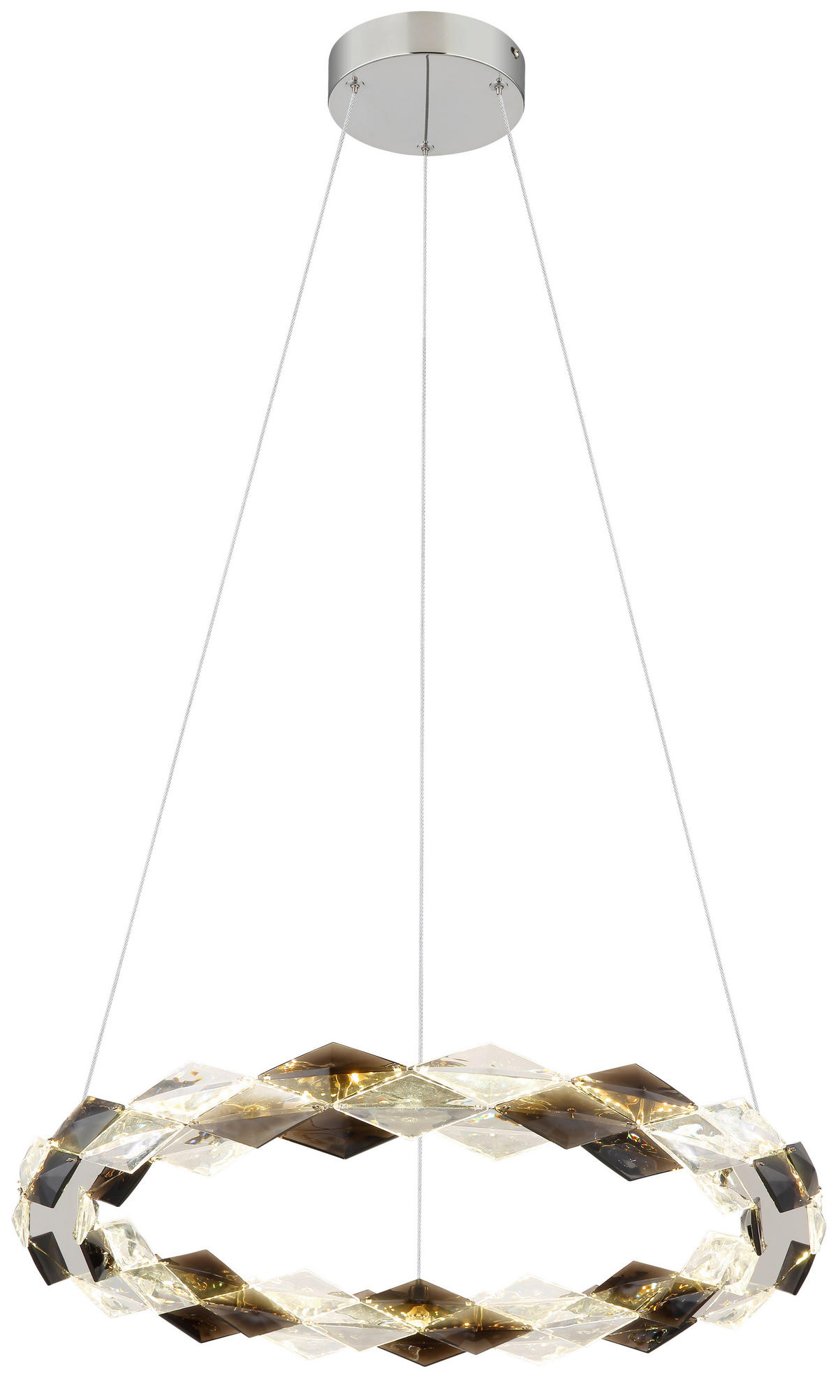GLOBO LED-Pendelleuchte Chrom transparent Rauch Metall Acryl H/D: ca. 130x55 cm KARILION - Rauch/Chrom (55,00/130,00cm) - GLOBO