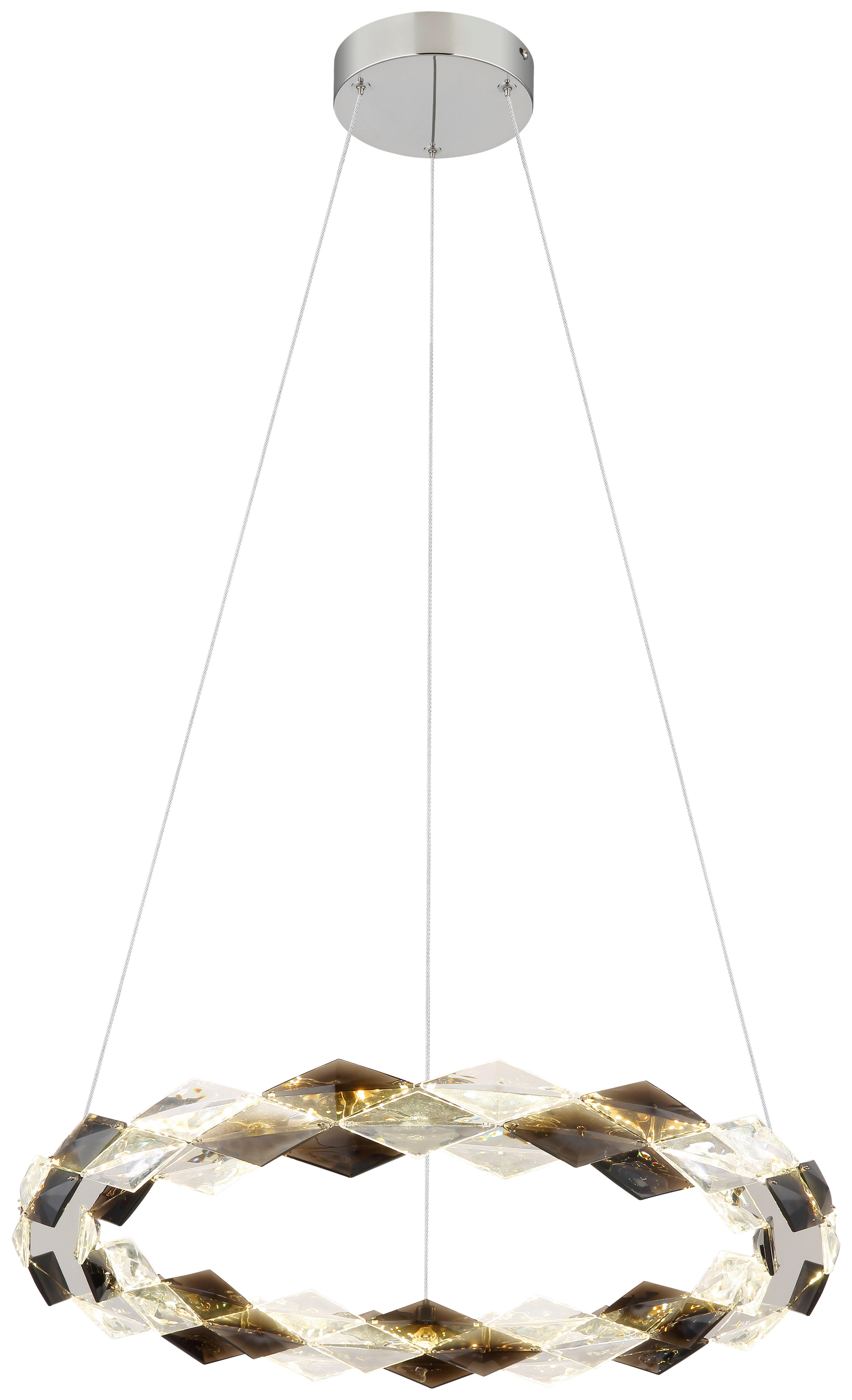 GLOBO LED-Pendelleuchte Chrom transparent Rauch Metall Acryl H/D: ca. 130x55 cm