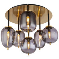 GLOBO Deckenleuchte messing Glas Metall H/D: ca. 38x65 cm 6 Brennstellen 15345-6DMM - messing (65,00/38,00cm) - GLOBO