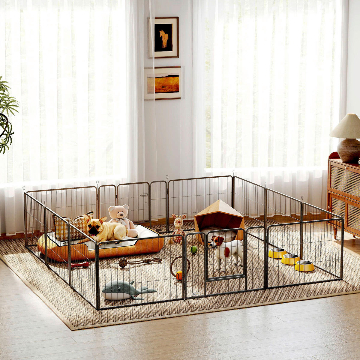 PawHut Welpenauslauf schwarz Stahl B/H/L: ca. 1,5x60x80 cm Welpenauslauf - schwarz (80,00/1,50/60,00cm) - PawHut