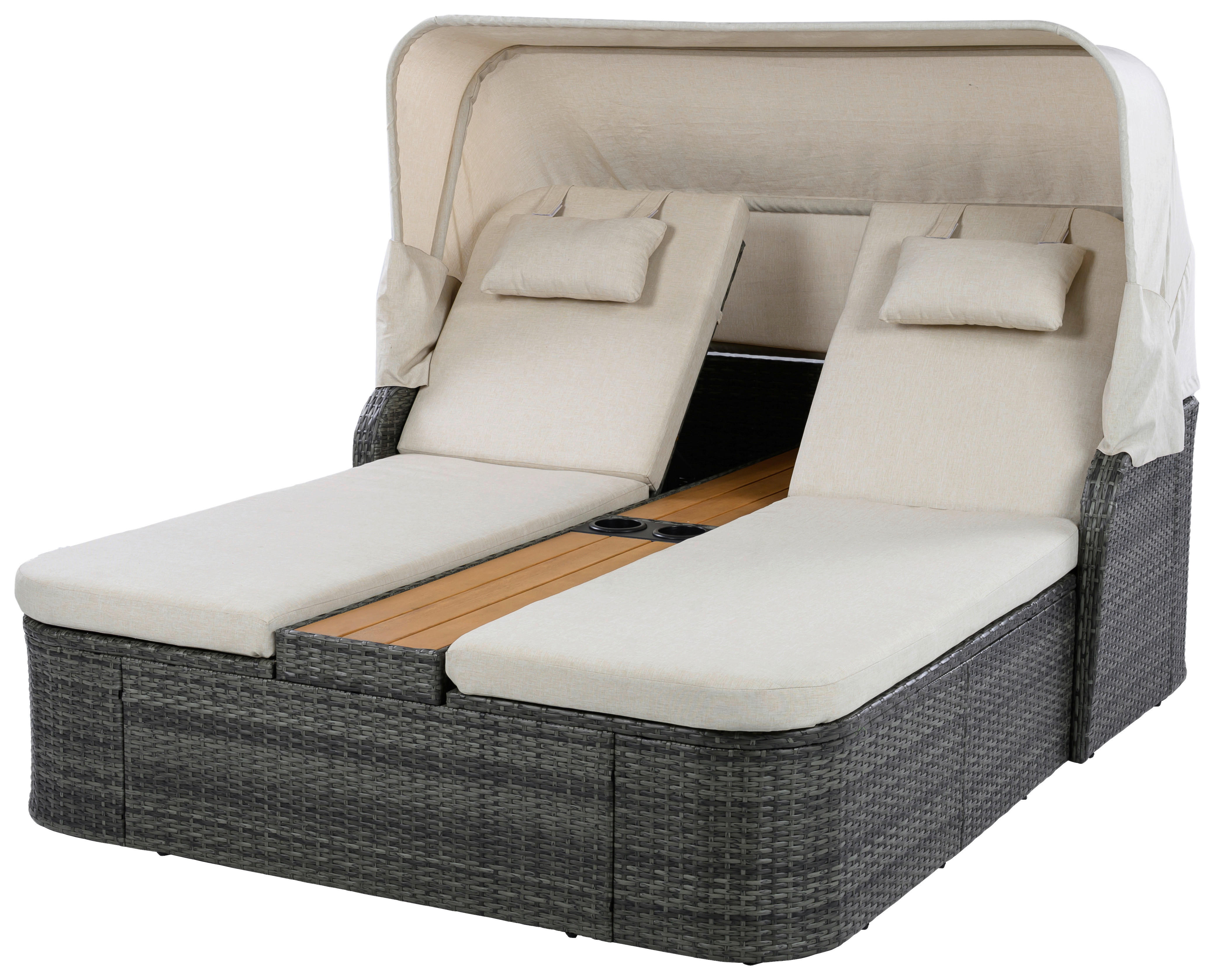 POCOline Gartenliege beige Stahl Doppel-Sonnenliege - beige/grau - POCOline