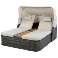 POCOline Gartenliege beige Stahl Doppel-Sonnenliege - beige/grau - POCOline