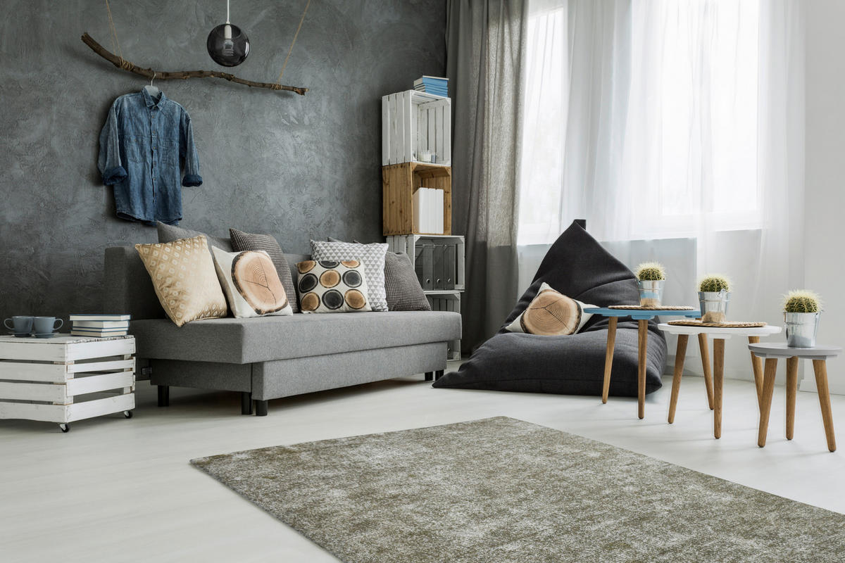 Kayoom Kurzflorteppich Etna 110 olive B/H/L: ca. 80x0,9x150 cm Etna 110 - olive/silber (150,00/80,00/0,90cm) - Kayoom