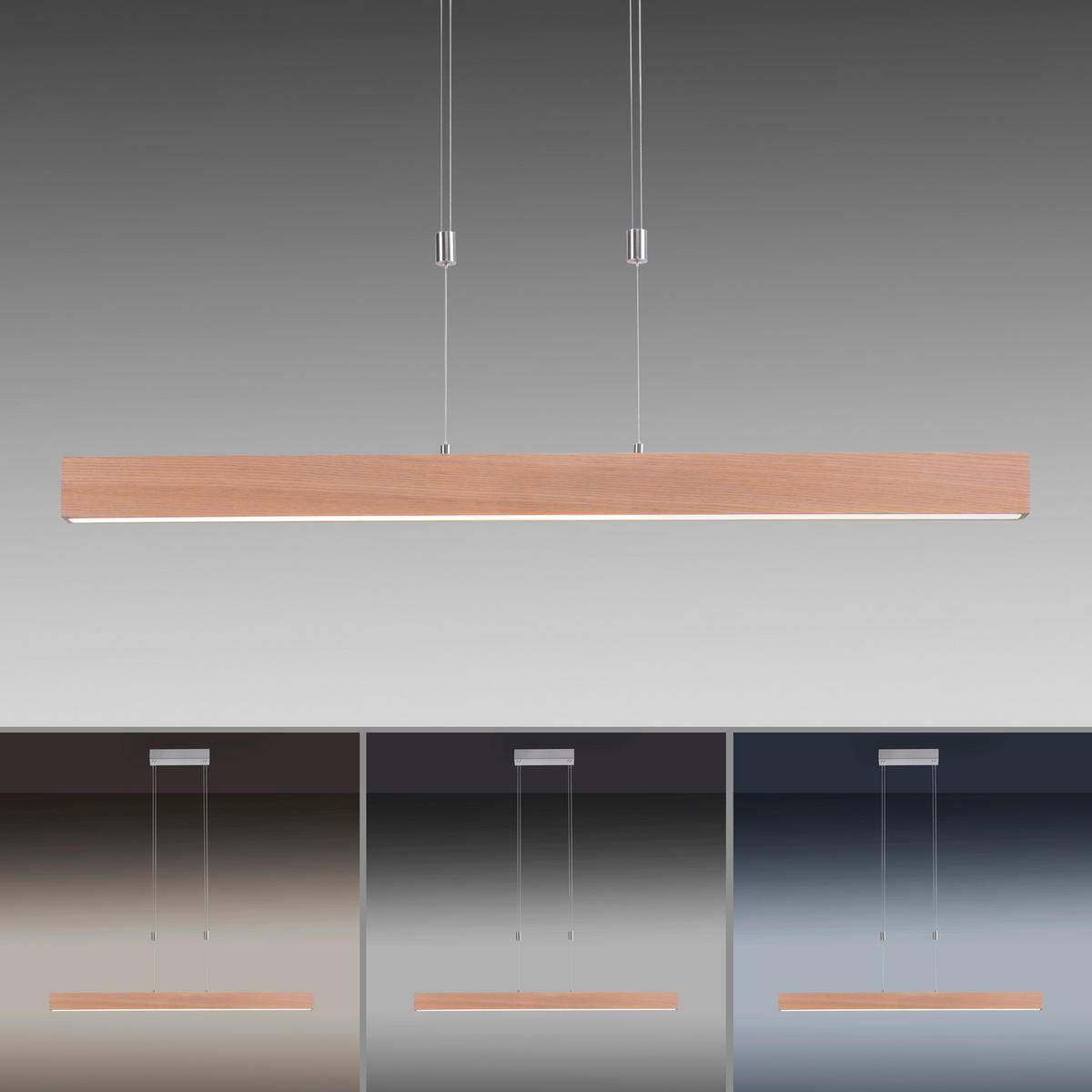 Just Light LED-Pendelleuchte AMANDA 11420-78 natur Aluminium B/H/T: ca. 110x160x5 cm 1.0 Brennstellen AMANDA - natur (110,00/160,00/5,00cm) - Just Light