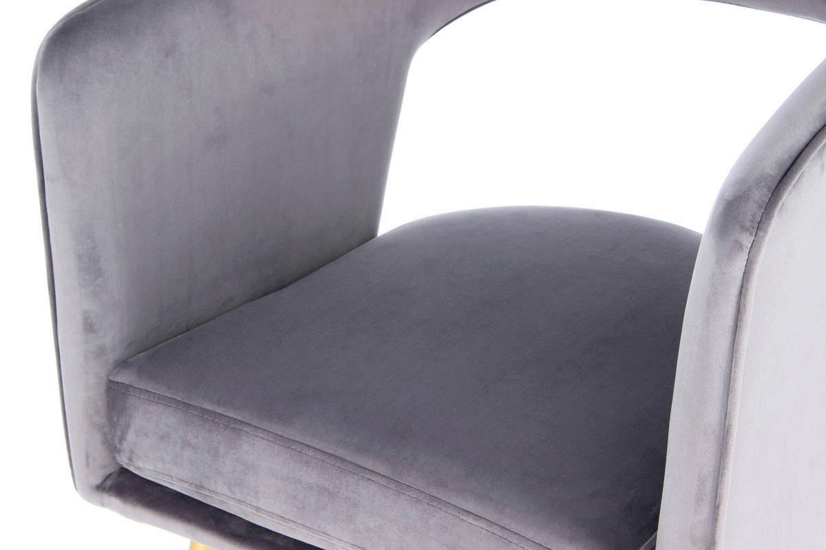 Stuhl Jolene 100 grau Microfaser Samt B/H/T: ca. 60x77x63 cm Jolene 100 - gold/grau (60,00/77,00/63,00cm) - 360 Living