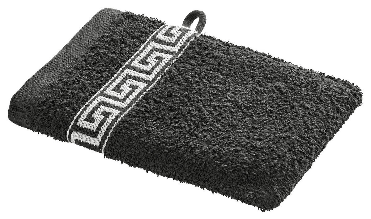 POCOline Waschhandschuh Mäander Mäander - schwarz (15,00/21,00cm) - POCOline