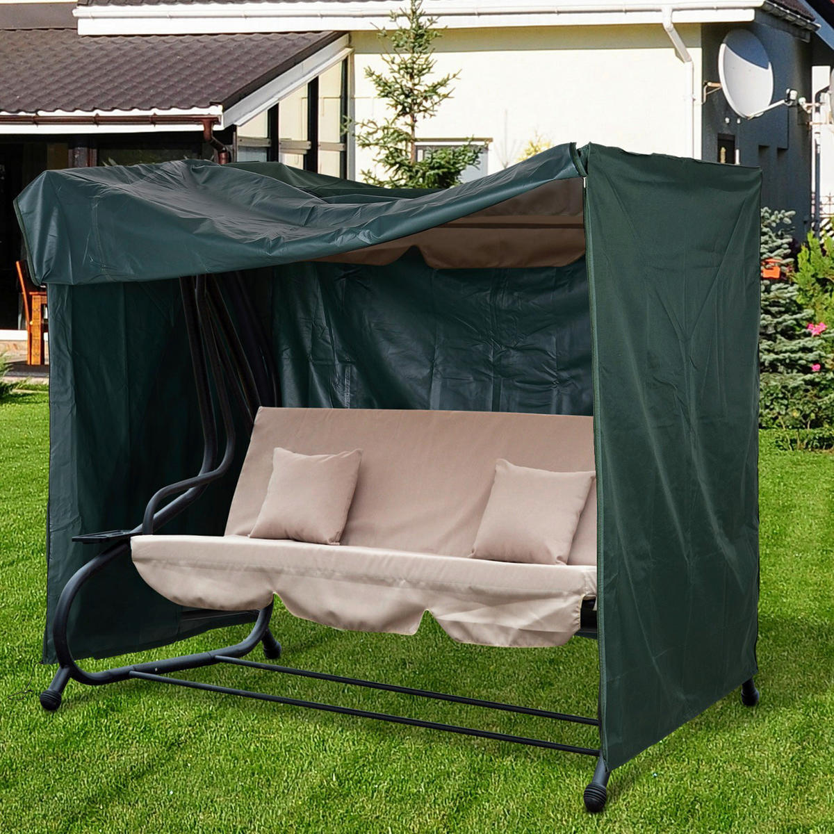 Outsunny Abdeckung für Hollywoodschaukel dunkelgrün Polyester-Mischgewebe B/H/L: ca. 124x164x205 cm Abdeckung_Hollywoodschaukel - dunkelgrün (205,00/124,00/164,00cm) - Outsunny