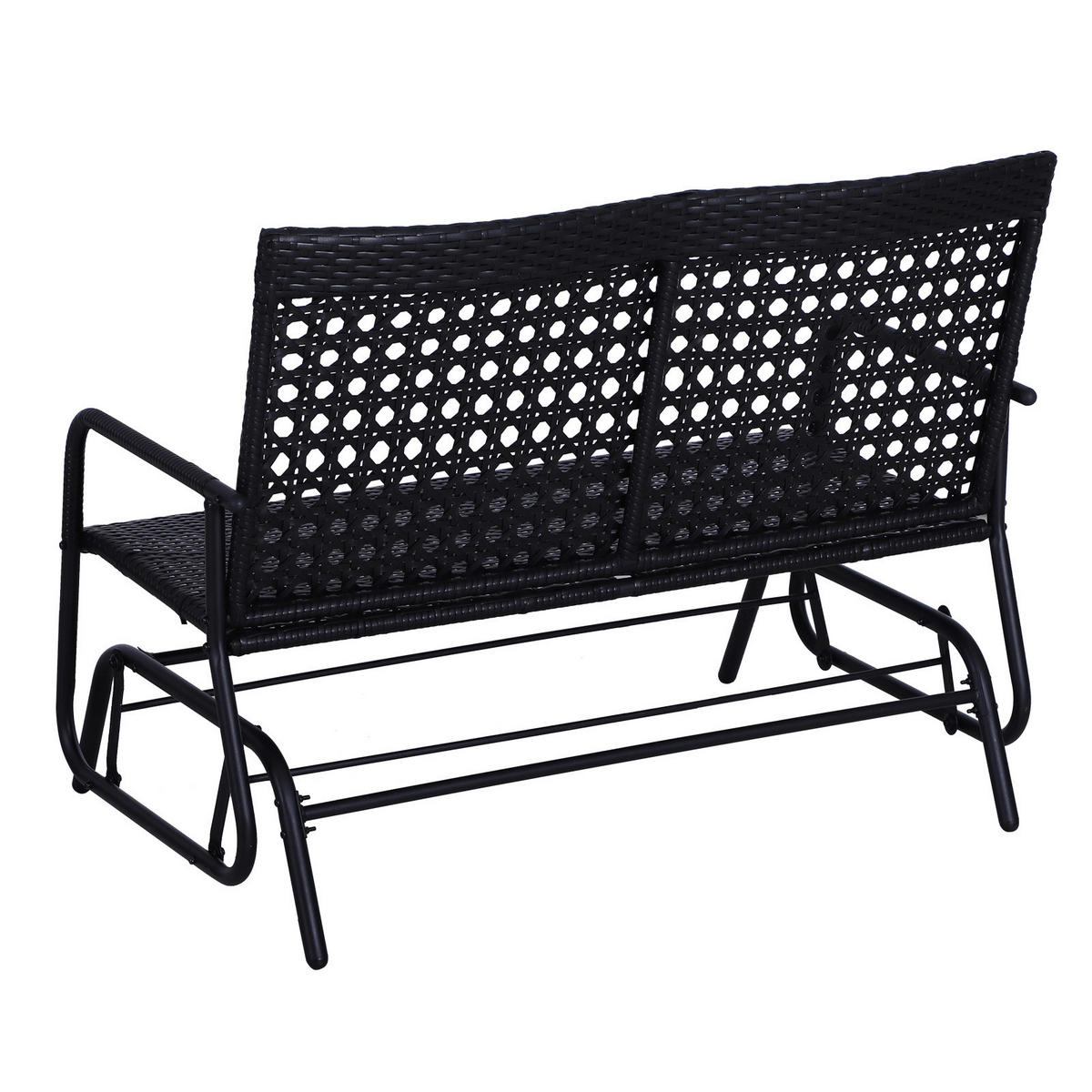 Outsunny Schaukelbank schwarz Metall B/H/L: ca. 76x90x120 cm Schaukelbank - schwarz (120,00/76,00/90,00cm) - Outsunny