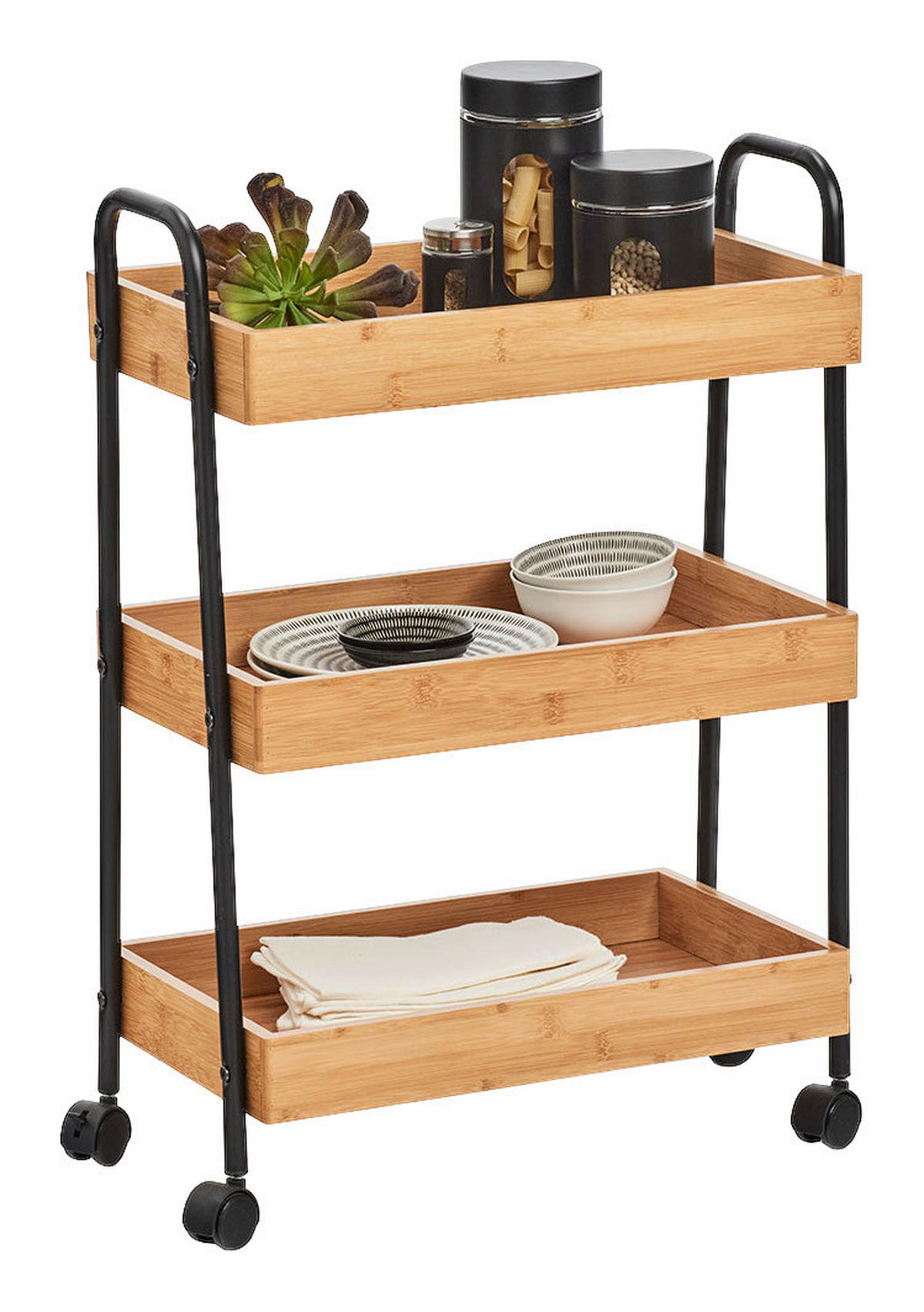 Zeller Rollwagen natur Bambus B/H/T: ca. 50x71x28 cm Rollwagen - natur (50,00/71,00/28,00cm) - Zeller