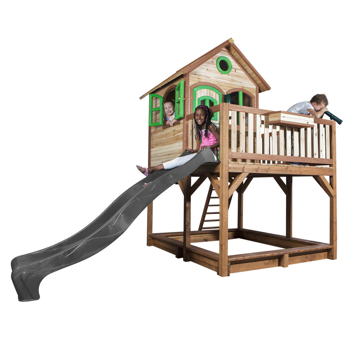 AXI Spielhaus Liam braun B/H/L: ca. 377x291x255 cm Liam - braun/grün (255,00/377,00/291,00cm) - AXI