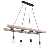 GLOBO Pendelleuchte 15348-4 natur Holz Metall B/H/L: ca. 30x192x115 cm E27 4 Brennstellen Pendelleuchte_Irmgard 4flg. - natur (115,00/30,00/192,00cm) - GLOBO