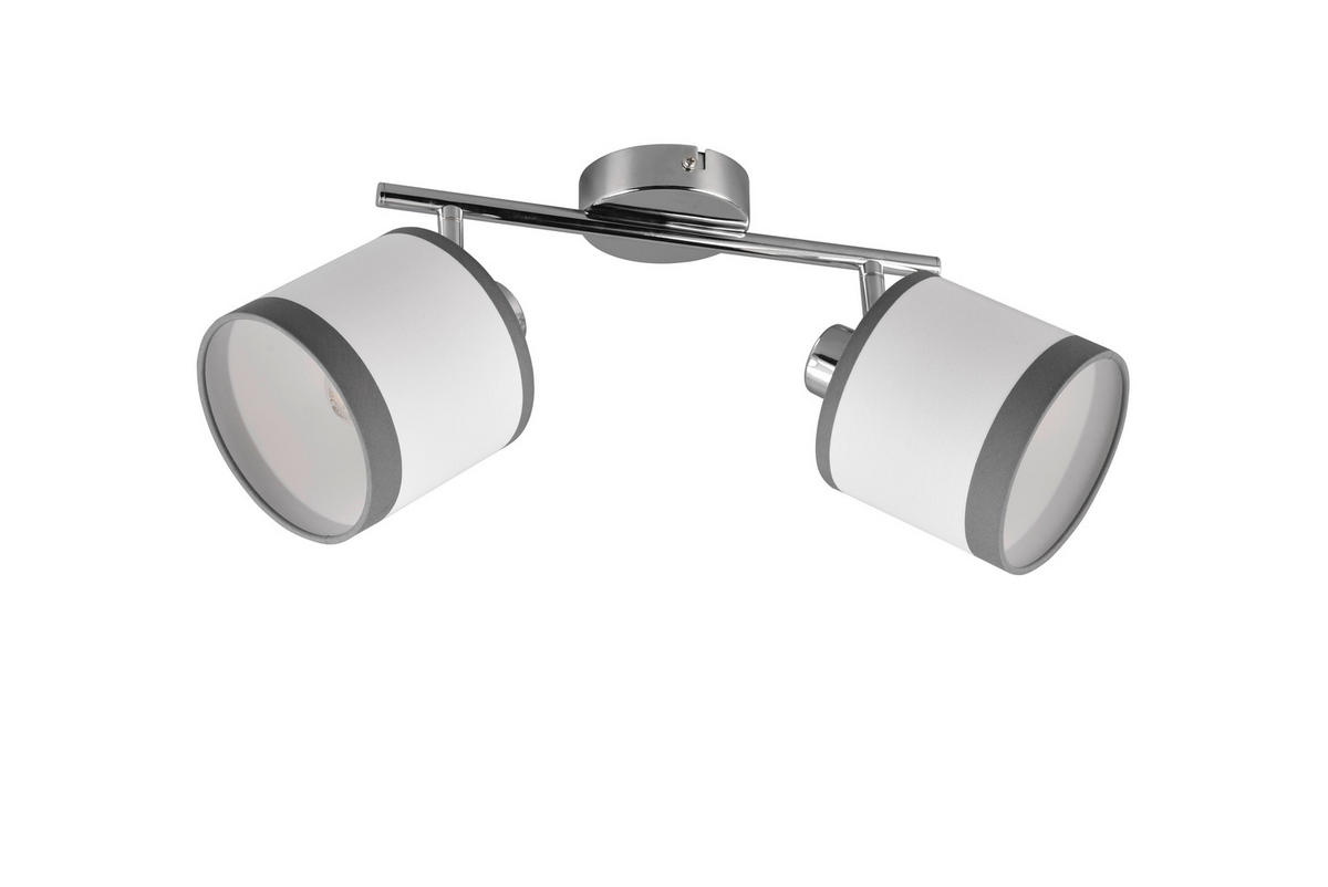 Reality Spotbalken R81552006 Davos weiß Chrom Stoff Metall B/H/T/D: ca. 35x23x16x12 cm E14 2 Brennstellen Davos - weiß/Chrom (35,00/23,00/16,00cm) - Reality