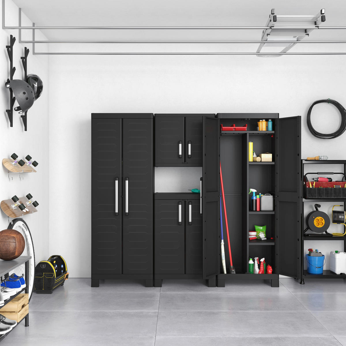 Keter Kunststoffschrank Detroit schwarz Kunststoff B/H/T: ca. 65x182x45 cm Detroit - schwarz (65,00/182,00/45,00cm) - Keter