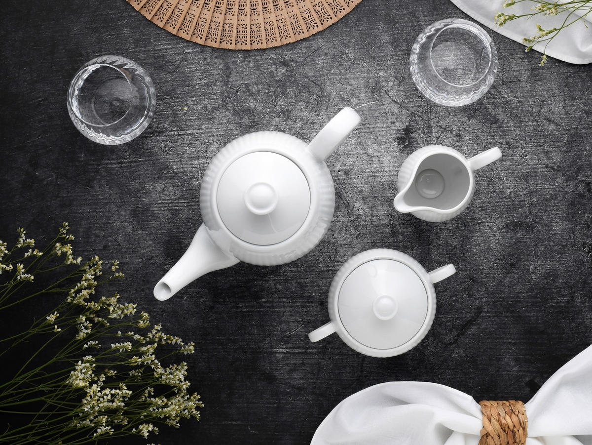 CreaTable Kaffeegarnitur Valencia weiß Porzellan Valencia - weiß - CreaTable