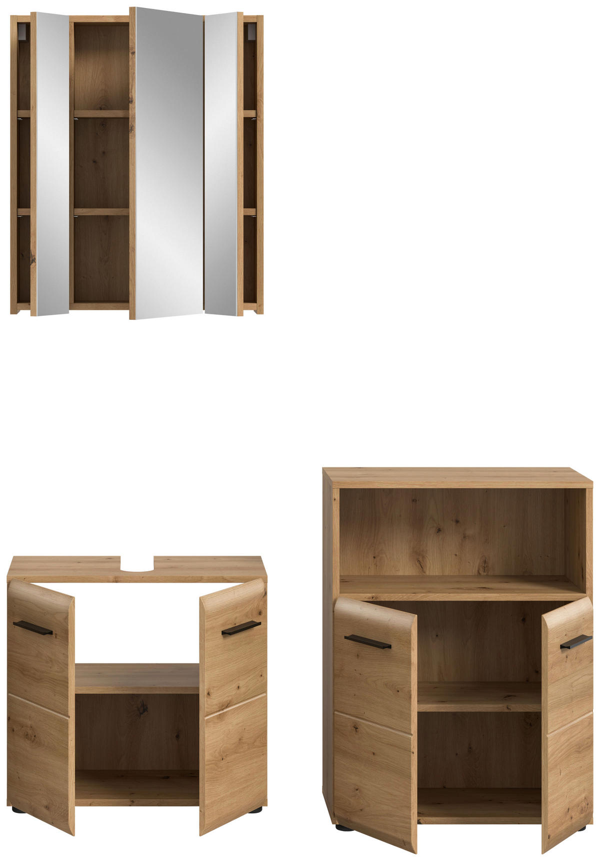 Badezimmer-Set Ice Artisan Oak Nachbildung B/H/T: ca. 135x185x30 cm Ice - (135,00/185,00/30,00cm) - xonox.home