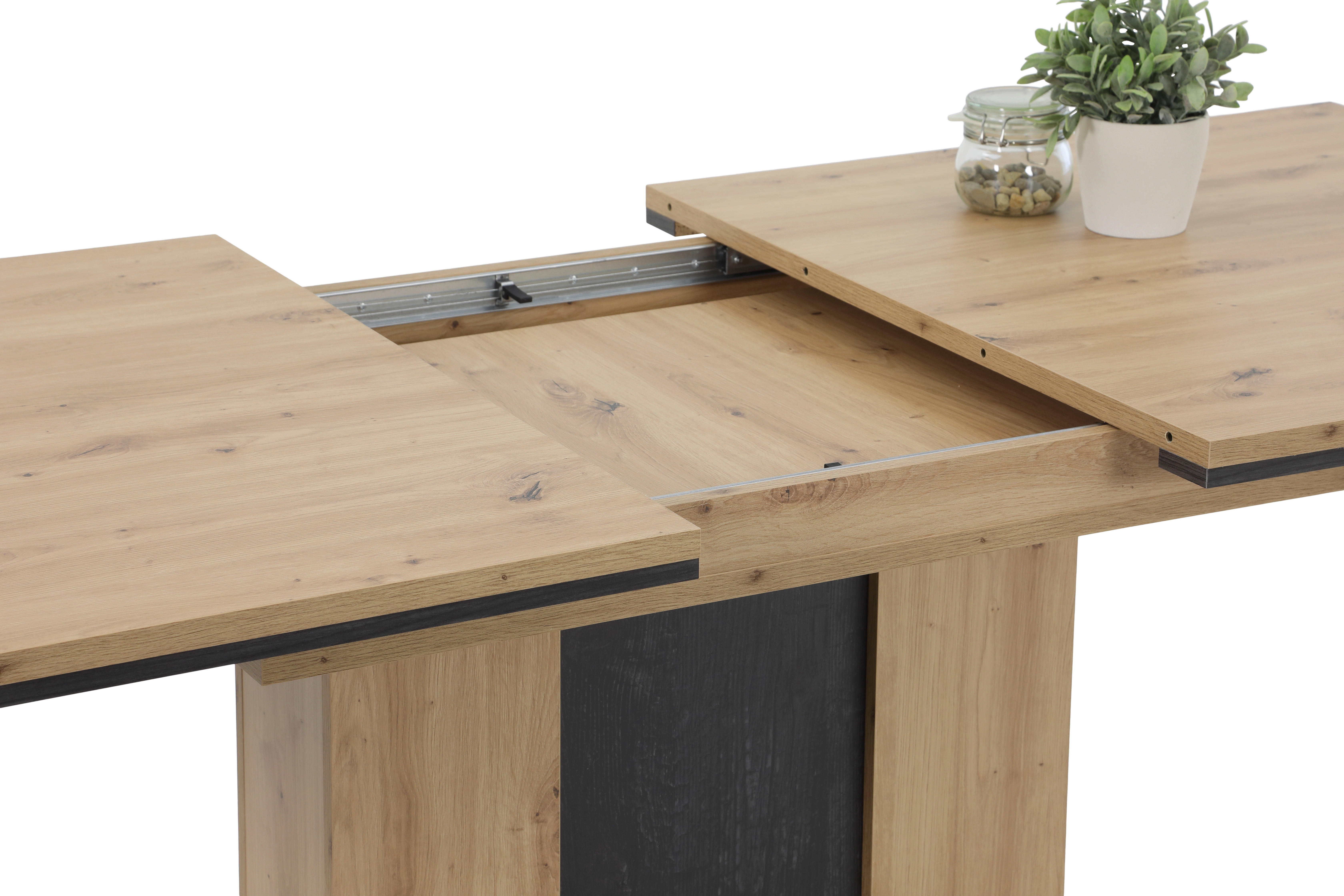 Esstisch ATLANTA T Eiche Artisan Optik B/H/T: ca. 160x75x90 cm ATLANTA T - Eiche/schwarz (160,00/75,00/90,00cm) - Hela