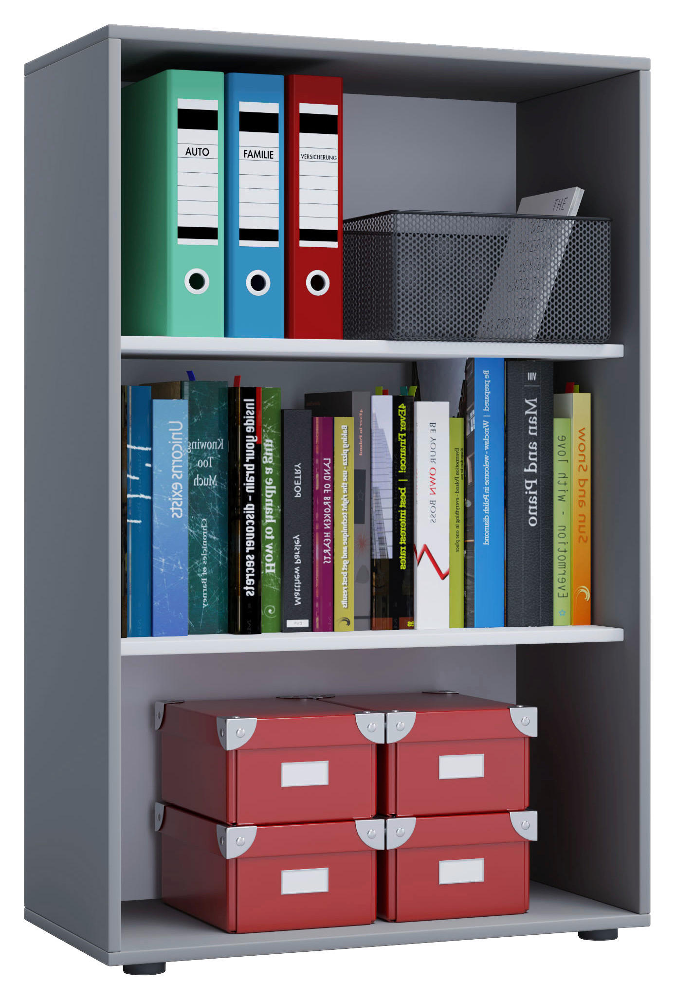 Regal Lona XL ohne Türen grau weiß B/H/T: ca. 70x110x37 cm Lona XL ohne Türen - weiß/grau (70,00/110,00/37,00cm) - VCM Möbel