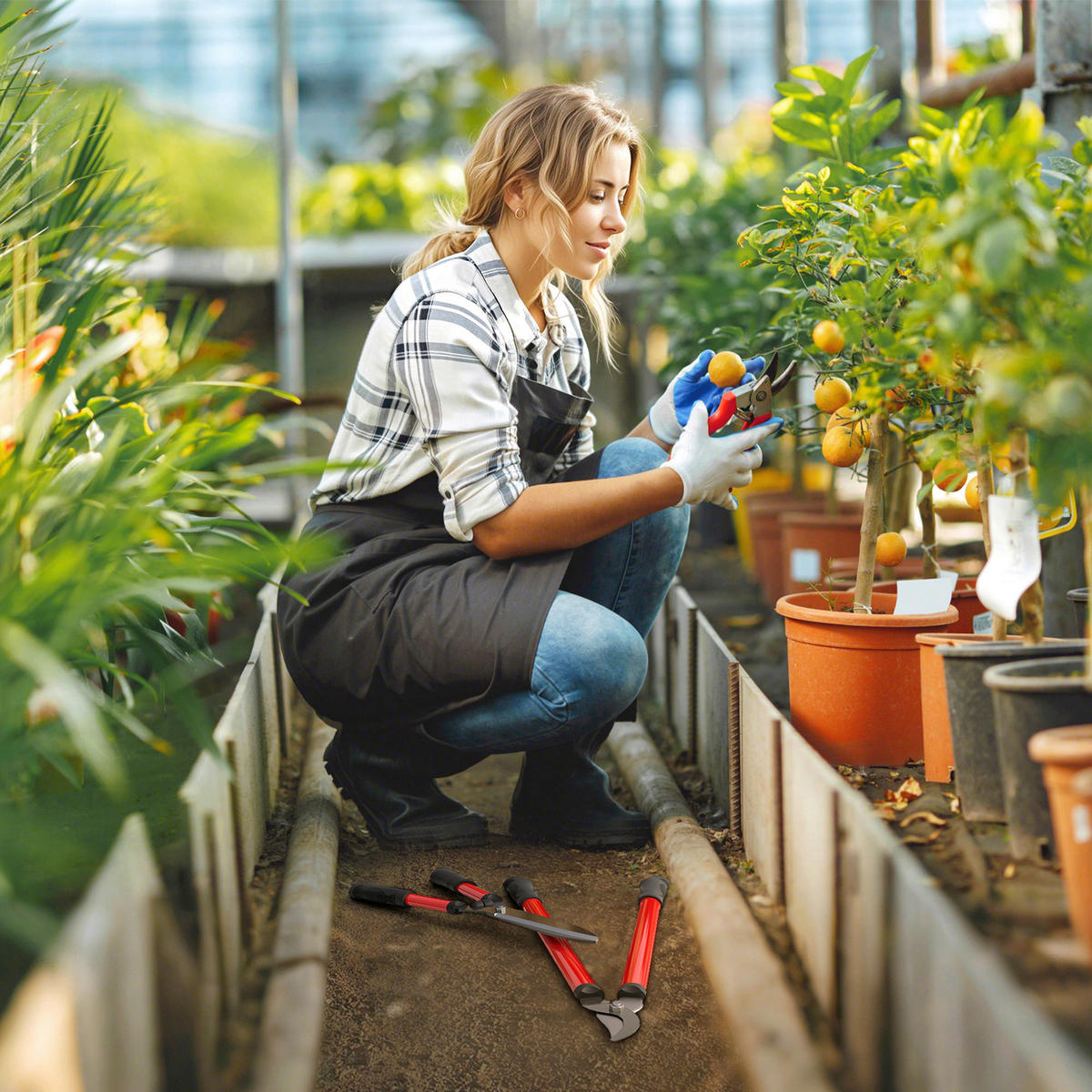 Outsunny Gartenwerkzeug-Set rot Kunststoff B/H/L: ca. 20x2,4x65 cm Gartenwerkzeug-Set - rot (65,00/20,00/2,40cm) - Outsunny