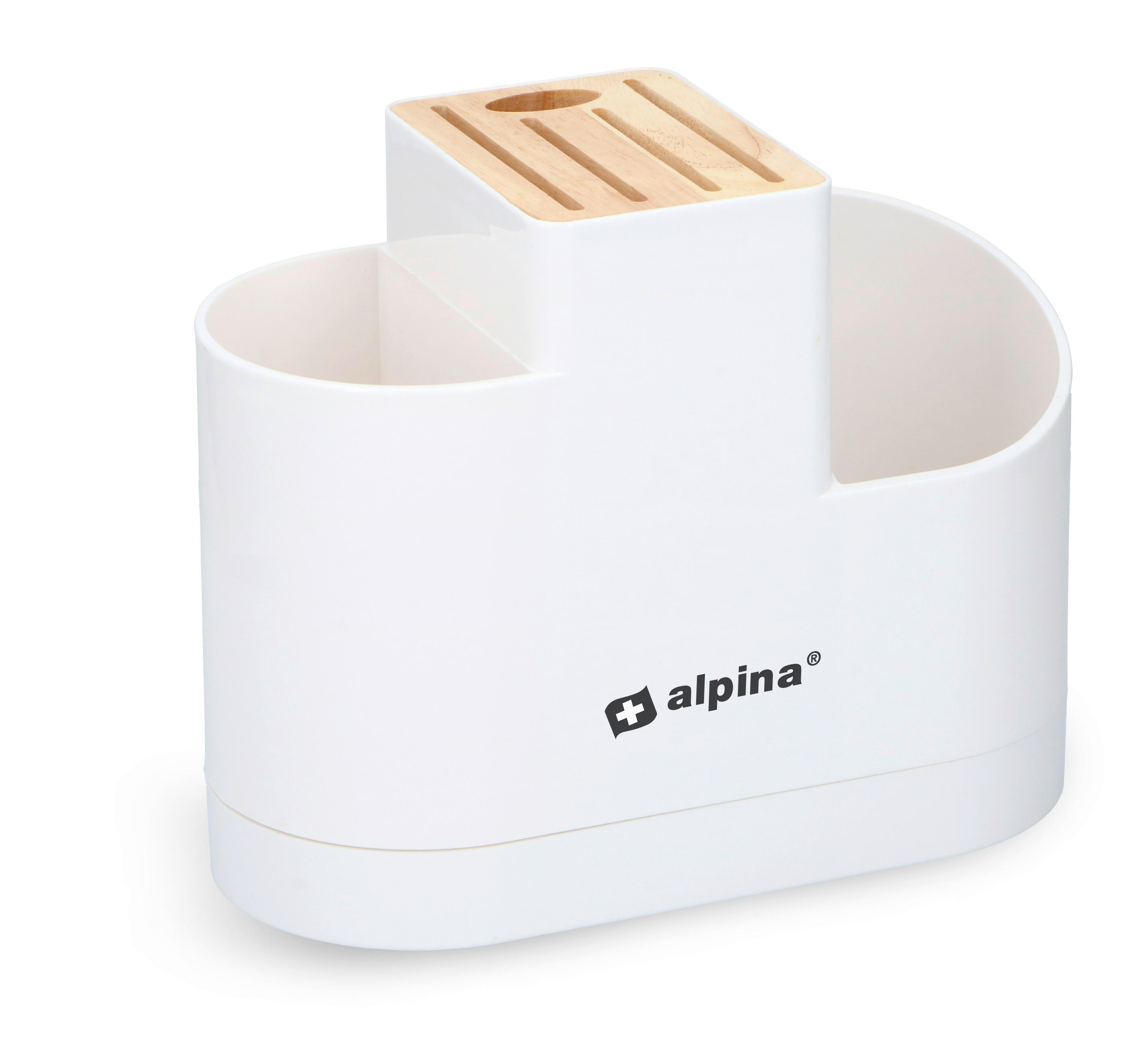 Alpina Küchen-Organizer weiß Kunststoff Küchenutensilien-/u.Messerhalter - weiß/natur - Alpina